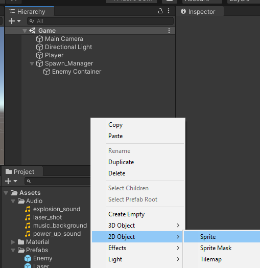 2D Objects are named Sprites